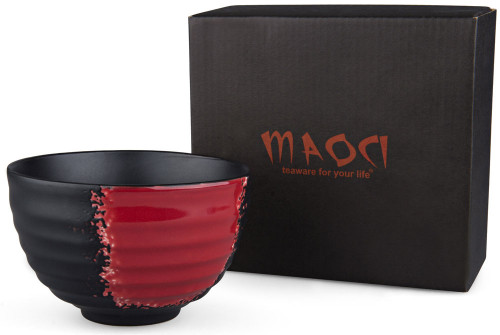 Maoci  Matcha Teeschale schwarz rot
