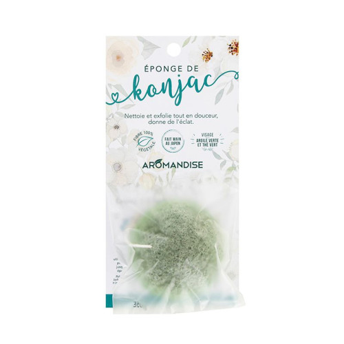 Preview: Konjac Schwamm mit grünem Ton und grünem Tee